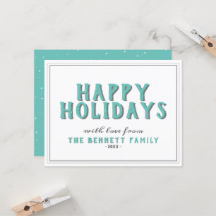 prettige feestdagen Turquoise Typografie Kerstmis Kaart