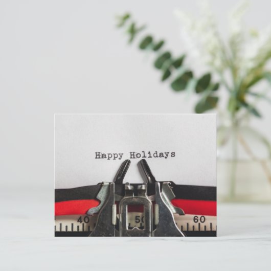 Prettige feestdagen  Typewriter gepersonaliseerd Briefkaart (Staand voorkant)