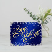 Prettige Feestdagen Typografie Blauw en Diamanten (Staand Voorkant)