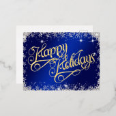 Prettige Feestdagen Typografie Blauw en Diamanten (Voorkant / Achterkant)