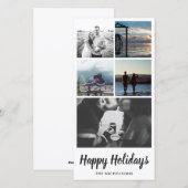 prettige feestdagen Typografie Five Photo Collage Feestdagenkaart (Voorkant / Achterkant)