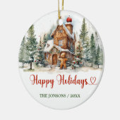 Prettige feestdagen Typografie klassiek Keramisch Ornament (Links)