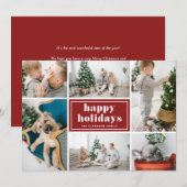 prettige feestdagen Typografie Red Photo Collage Feestdagenkaart (Voorkant / Achterkant)