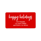 Prettige feestdagen < Typografie Rood retouradres Etiket (Voorkant)
