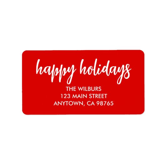 Prettige feestdagen < Typografie Rood retouradres Etiket (Voorkant)