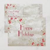 "Prettige feestdagen" Typografie Waterverf Briefka Briefkaart (Voorkant / Achterkant)