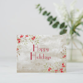 "Prettige feestdagen" Typografie Waterverf Briefka Briefkaart
