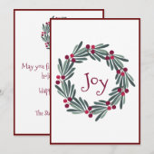 prettige feestdagen Typografie Wreath Holiday Kaar Feestdagenkaart (Voorkant / Achterkant)