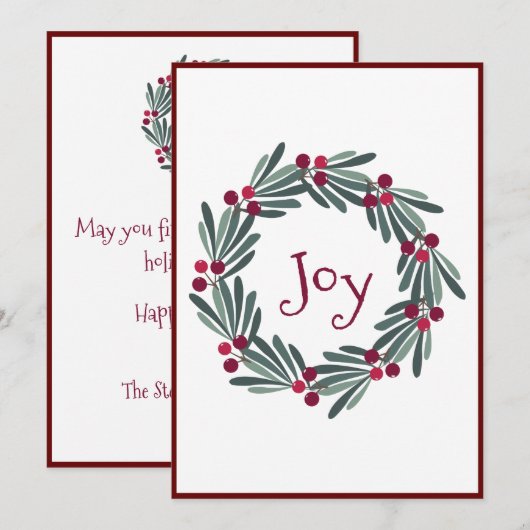 prettige feestdagen Typografie Wreath Holiday Kaar Feestdagenkaart (Voorkant / Achterkant)