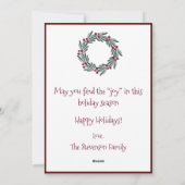 prettige feestdagen Typografie Wreath Holiday Kaar Feestdagenkaart (Achterkant)
