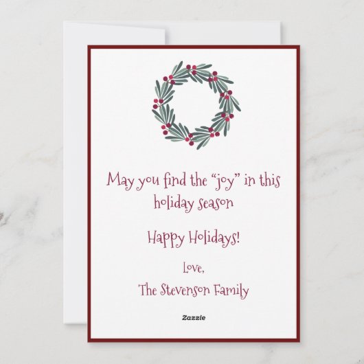prettige feestdagen Typografie Wreath Holiday Kaar Feestdagenkaart (Achterkant)