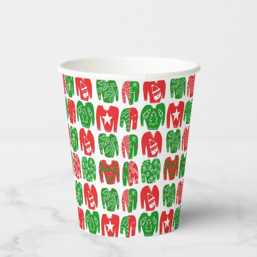 Prettige feestdagen Ugly Christmas Sweater Schatti Papieren Bekers (Rechts)