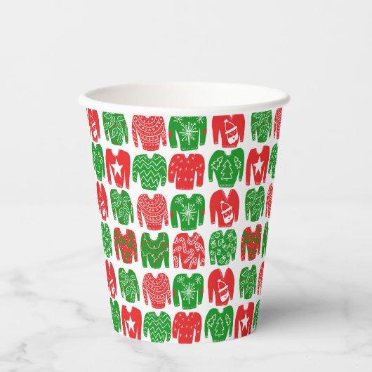 Prettige feestdagen Ugly Christmas Sweater Schatti Papieren Bekers (Voorkant)
