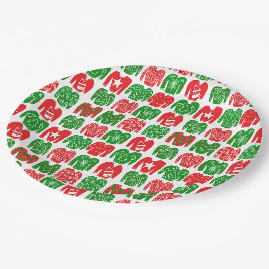 Prettige feestdagen Ugly Christmas Sweater Schatti Papieren Bordje (Gekanteld)