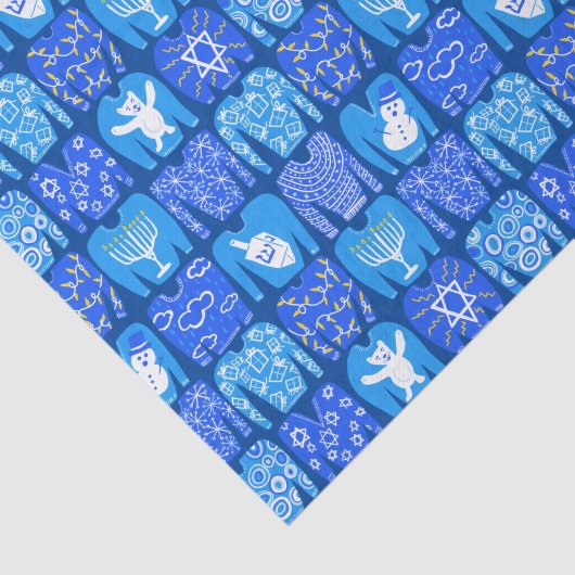 prettige feestdagen Ugly Hannukah Sweater Gift Tissuepapier (Detail)