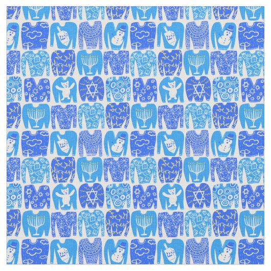 prettige feestdagen Ugly Hannukah Sweater Pattern Stof (Close Up)