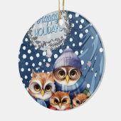 Prettige feestdagen Uil Familie Kerst Ornament (Links)