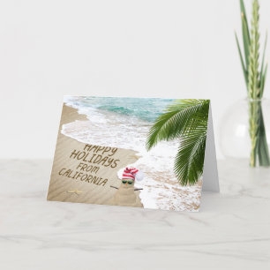 prettige feestdagen uit California Beach Kaart