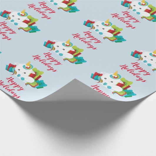 prettige feestdagen Unicorn Cadeaupapier (Hoek)