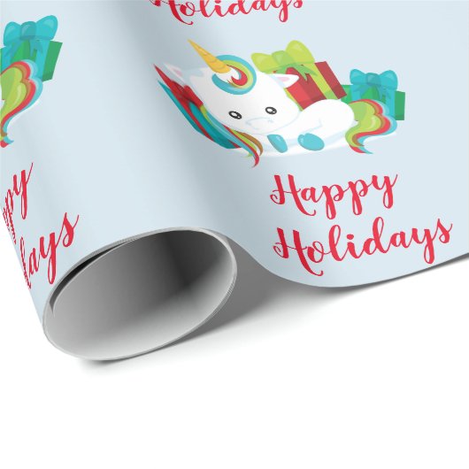 prettige feestdagen Unicorn Cadeaupapier (Rol Hoek)