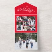 prettige feestdagen unieke drievoudig rode fotocol all in one uitnodiging (Binnen)