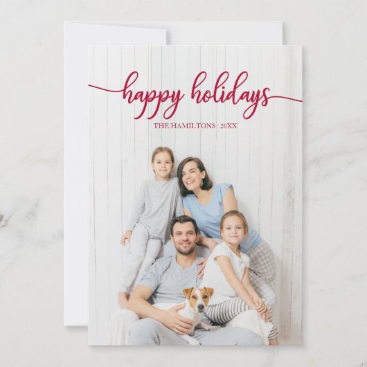 prettige feestdagen unieke foto van Red Script Kaart (Voorkant)