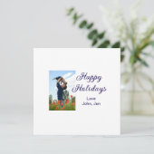 Prettige feestdagen vader zoon kerstcadeaus m feestdagenkaart (Staand voorkant)