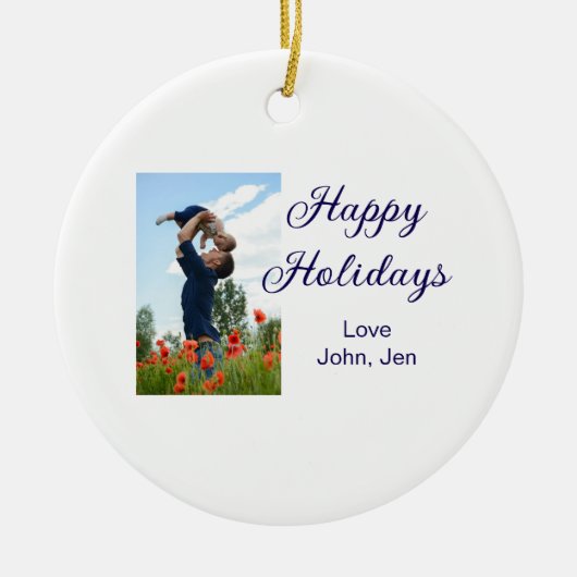 Prettige feestdagen vader zoon kerstcadeaus m keramisch ornament (Voorkant)