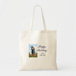 Prettige feestdagen vader zoon kerstcadeaus m tote bag