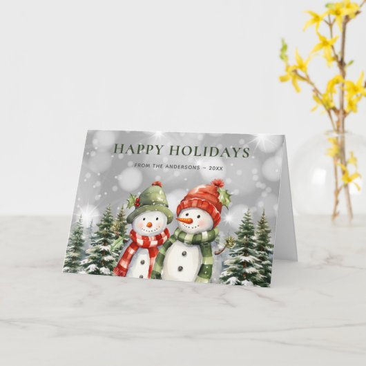 Prettige feestdagen Vakantie in Snowman Forest Poi Kaart (Gele Bloem)