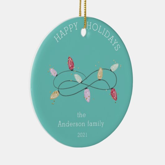 Prettige feestdagen Vakantie Lichten Kleurrijk Keramisch Ornament (Rechts)