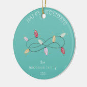 Prettige feestdagen Vakantie Lichten Kleurrijk Keramisch Ornament (Links)