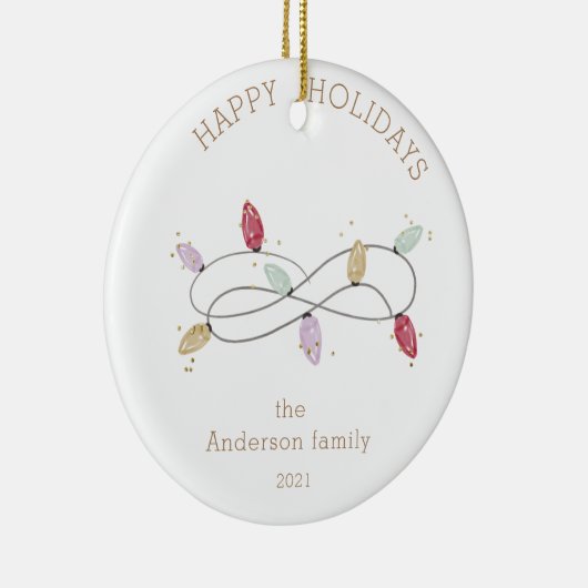 Prettige feestdagen Vakantie Lichten Kleurrijk Keramisch Ornament (Rechts)