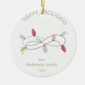 Prettige feestdagen Vakantie Lichten Kleurrijk Keramisch Ornament (Voorkant)