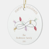 Prettige feestdagen Vakantie Lichten Kleurrijk Keramisch Ornament (Links)