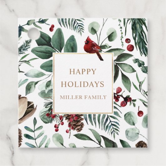 Prettige feestdagen Vakantiebessen Groen Bedankjes Labels (Voorkant)