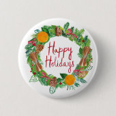 prettige feestdagen | Vakantieduur Ronde Button 5,7 Cm (Voorkant)