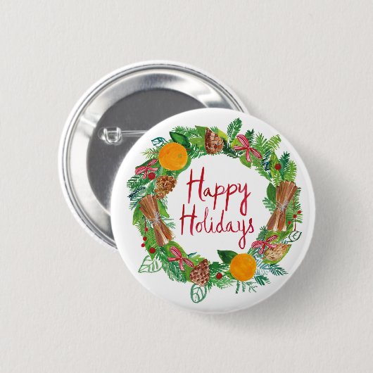 prettige feestdagen | Vakantieduur Ronde Button 5,7 Cm (Voorkant /achterkant)