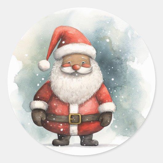 Prettige feestdagen van Black Santa Ronde Sticker (Voorkant)