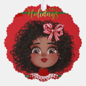Prettige feestdagen Van Curly Girl Ornament Kaart (Achterkant)