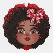 Prettige feestdagen Van Curly Girl Ornament Kaart (Voorkant)