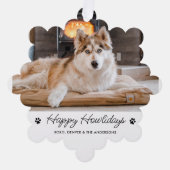 prettige feestdagen van de foto van de Dog Cute Pe Ornament Kaart (Voorkant)