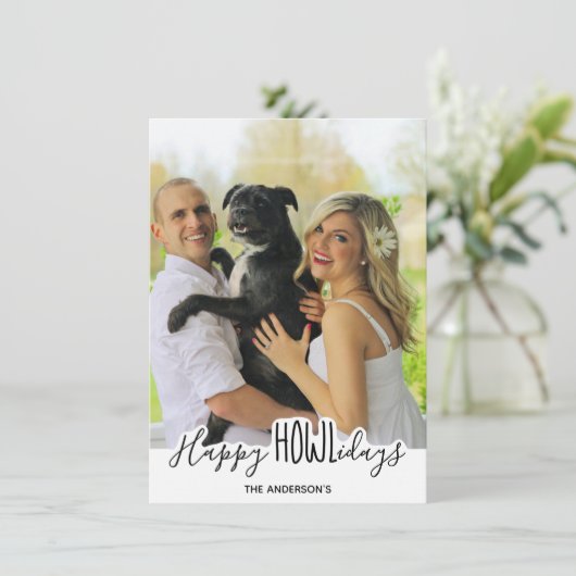 Prettige Feestdagen van de Hond- Witte Zwarte Huis Feestdagenkaart (Staand voorkant)