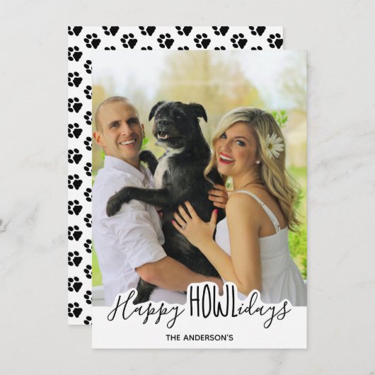 Prettige Feestdagen van de Hond- Witte Zwarte Huis Feestdagenkaart (Voorkant / Achterkant)