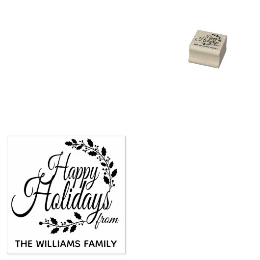 PRETTIGE FEESTDAGEN Van familienaam Typografie Vak Rubberstempel (Gestempeld)