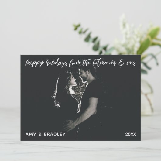 prettige feestdagen van Future Mr & Mrs Foto Feestdagenkaart (Staand voorkant)