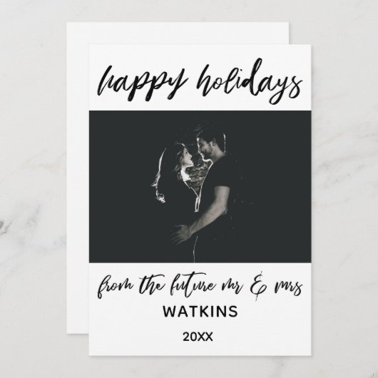 Prettige Feestdagen van Future Mr & Mrs Photo Feestdagenkaart (Voorkant / Achterkant)