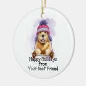 Prettige Feestdagen Van Je Beste Vriend, Golden Keramisch Ornament (Links)