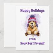 Prettige Feestdagen Van Je Beste Vriend, Goudkleur Feestdagenkaart (Voorkant / Achterkant)