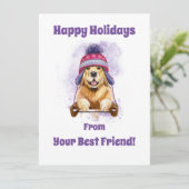 Prettige Feestdagen Van Je Beste Vriend, Goudkleur Feestdagenkaart (Staand voorkant)